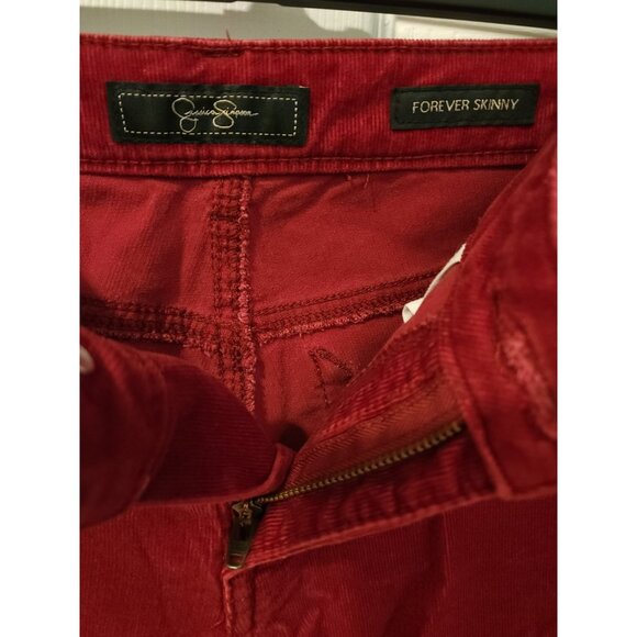Women's Jessica Simpson Dark Red Forever Skinny Low Rise Corduroy Pants Size 30 - Picture 9 of 14